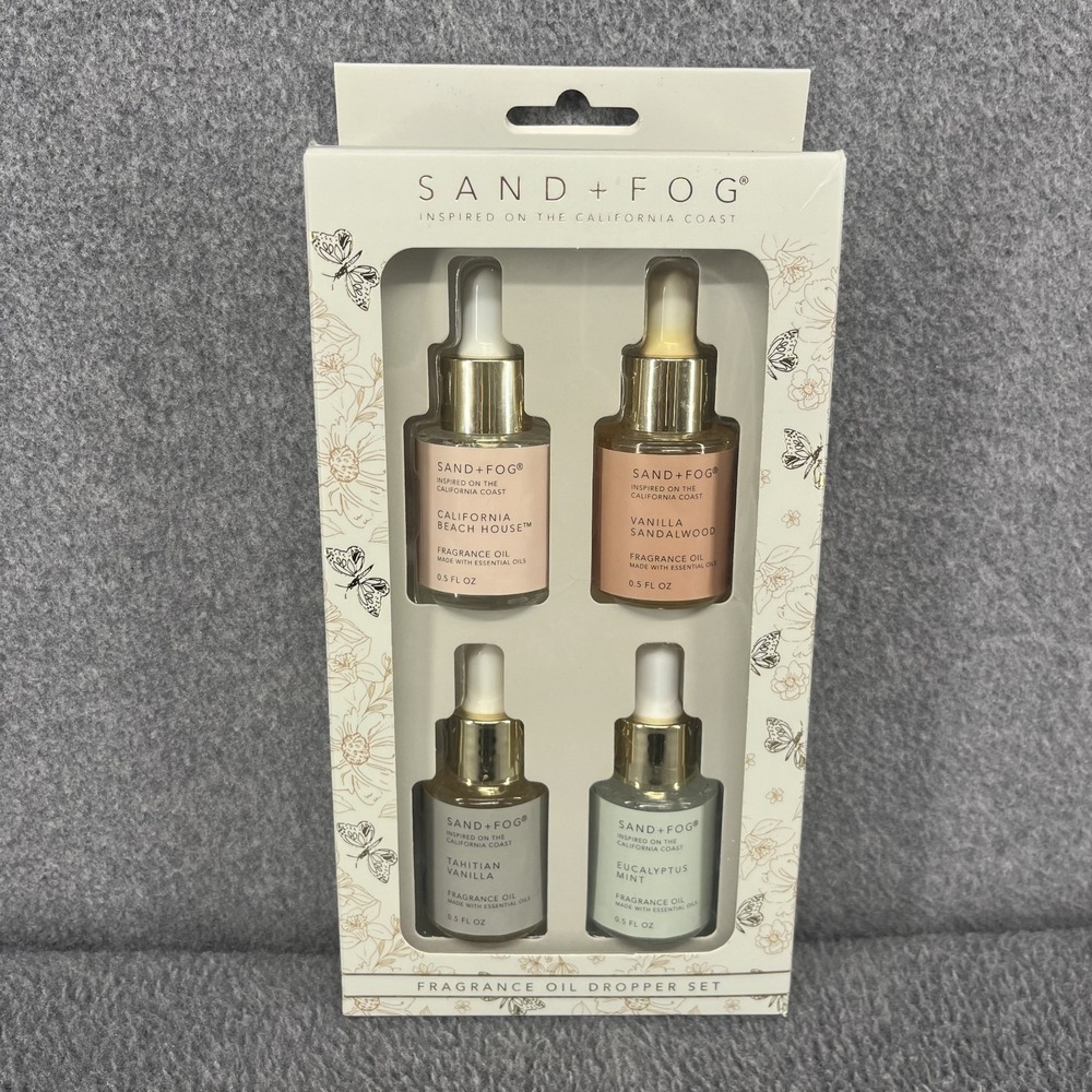 SAND + FOG FRAGRANCE OIL DROPPER SET 4 California Beach House Vanilla Sandalwood